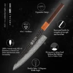 F.YOUNG Japanese Hand Forged Kitchen Knives Damascus Steel Chef Knife Vegetable Slicing Sashimi Utility Cooking Kitchen Utensils - imagine 4