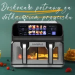 Sinaopus Air Fryer 9L XXL 2200W Dual-Chamber, Oil-Free Fryer with Touch LED Panel, Automatic Programs, Temperature Control, and Timer - imagine 3