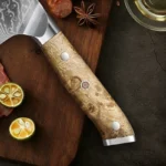 1-4 Piece Damascus Steel Knife Set kitchen Chef Knife utility Santoku peeling knife Burl wood Handle Sharp Anti-Rust Gift - imagine 6