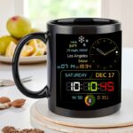 1 Cană Mare de 11 Uncii - Ceas Digital și Temperatură cu Imprimare 2D, Design Plat 2D, Cană de Cafea din Ceramică Rezistentă la Căldură, Potrivită pentru Cuptor cu Microunde, Mașină de Spălat Vase, Cuptor și Congelator - Cadou Ideal pentru Acasă, Birou și Bucătărie - Set de Cafea și Ceai cu Tematică - imagine 2