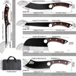 Set de 5 cuțite de bucătărie cu husă de transport, accesorii de bucătărie, set de cuțite de bucătar, set de bucătărie, cuțit de bucătar forjat manual, cuțit de tăiat, cuțit din oțel inoxidabil cu mâner din lemn, cuțit de bucătar, ustensile de bucătărie, gadgeturi și accesorii de bucătărie - imagine 4