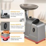Mașină electrică de tocat carne 3-în-1, tocător de carne cu accesorii pentru cârnați și chiftele - Motor de 350W din cupru pur 100%, 3 plăci din oțel inoxidabil (4/6/15mm), asamblare cu un singur buton, comutator de inversare, bază antiderapantă pentru bucătăria de acasă și cadou de Crăciun - imagine 11