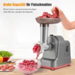 Mașină electrică de tocat carne 3-în-1, tocător de carne cu accesorii pentru cârnați și chiftele - Motor de 350W din cupru pur 100%, 3 plăci din oțel inoxidabil (4/6/15mm), asamblare cu un singur buton, comutator de inversare, bază antiderapantă pentru bucătăria de acasă și cadou de Crăciun - imagine 9