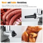 Mașină electrică de tocat carne 3-în-1, tocător de carne cu accesorii pentru cârnați și chiftele - Motor de 350W din cupru pur 100%, 3 plăci din oțel inoxidabil (4/6/15mm), asamblare cu un singur buton, comutator de inversare, bază antiderapantă pentru bucătăria de acasă și cadou de Crăciun - imagine 8