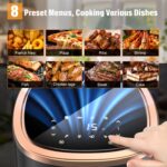 Friteuză cu aer cald 5.2L | 8-1 Moduri de gătit predefinite | Fereastre de vizualizare ușoară pentru cele mai bune rezultate de gătit | Gătește creveți, friptură, cartofi prăjiți, aripioare, pui și multe altele | Control precis al temperaturii și timpului | Negru, Crem - imagine 4