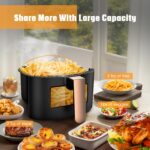 Friteuză cu aer cald 5.2L | 8-1 Moduri de gătit predefinite | Fereastre de vizualizare ușoară pentru cele mai bune rezultate de gătit | Gătește creveți, friptură, cartofi prăjiți, aripioare, pui și multe altele | Control precis al temperaturii și timpului | Negru, Crem - imagine 8